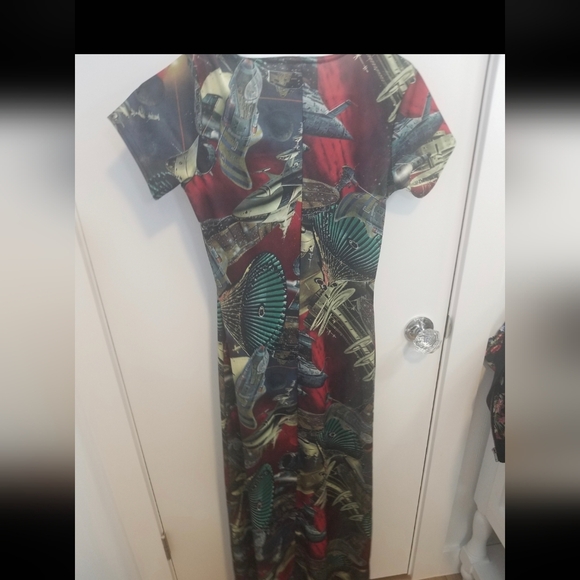 Vintage Tripp Nyc Elegant Abstract Spaceship Maxi Dress - Picture 6 of 6